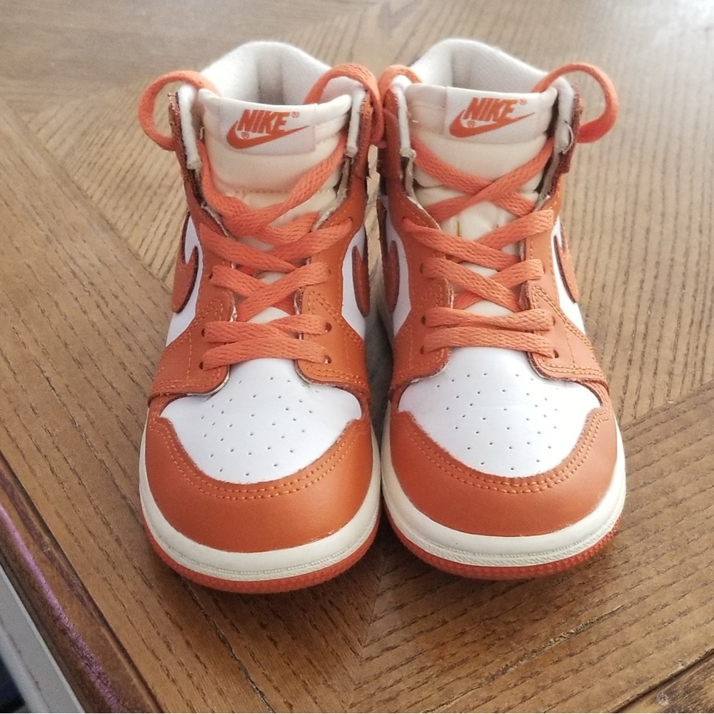 Nike Orange and White High-Top Sneakers